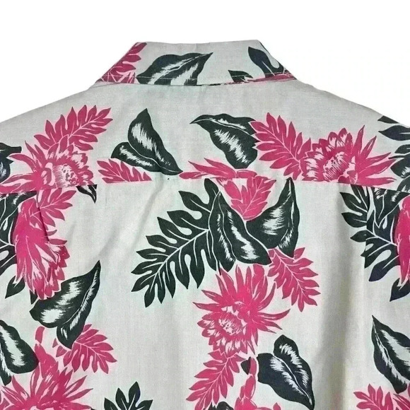 Cooke Street Honolulu Turquoise Gray Floral Short Sleeve Button Up Shirt Large - Picture 8 of 12